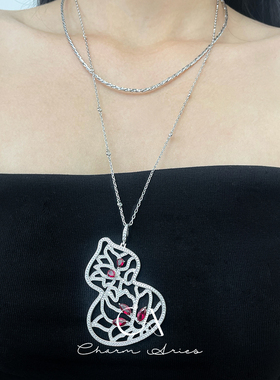 S925纯银毛衣链女复古时尚项链