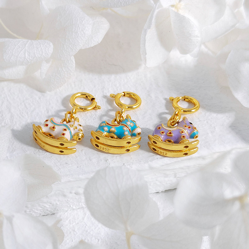 S925银镀金古法烧蓝旋转木马吊坠挂坠项链手链提溜编绳DIY配件,淘宝优惠券,粉丝福利购,淘宝优惠卷