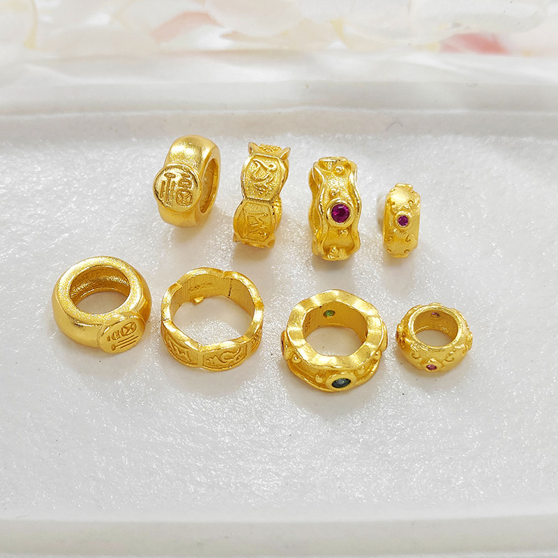 S925银古法镀金大孔隔珠隔圈diy垫珠手链项链饰品配件圆环跑圈,淘宝优惠券,粉丝福利购,淘宝优惠卷