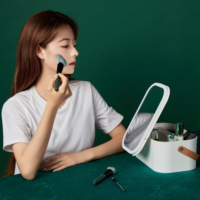 品收纳盒带镜子一体桌面防尘大容量梳妆收纳品,淘宝优惠券,粉丝福利购,淘宝优惠卷