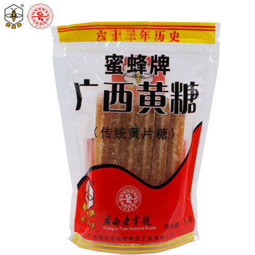 【广西老字号】蜜蜂牌广西冰片糖500g黄片糖甘蔗黄糖块木薯糖水用 - 图0
