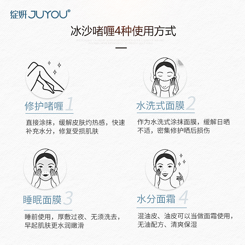 绽妍医疗器械旗舰店绽妍冰沙舒缓修护啫喱50g补水保湿降温舒缓晒后修护霜3