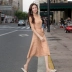 Váy dệt kim đầu thu 2019 mới của phụ nữ phong cách Pháp eo nữ là khí chất mỏng nhẹ váy dưới - Váy eo cao