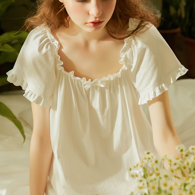 尘熙原创夏公主可爱纯色精梳棉睡裙 尘熙睡裙