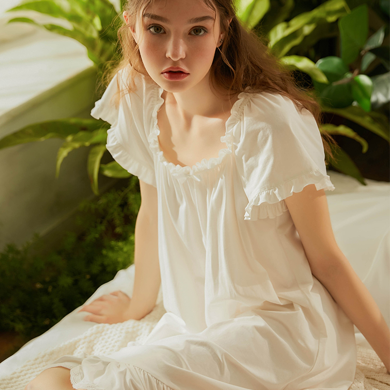 尘熙原创夏公主可爱纯色精梳棉睡裙 尘熙睡裙