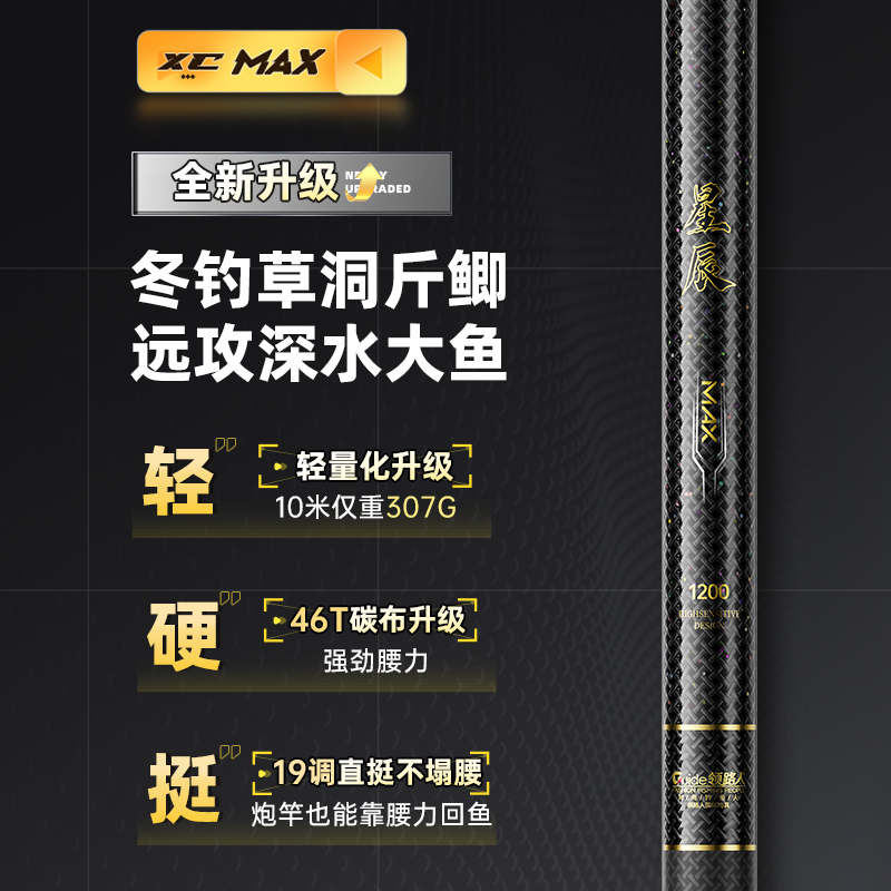 领路人星辰max传统钓长杆超轻超硬10/12/13/14/15米鱼竿轻量炮杆-图0