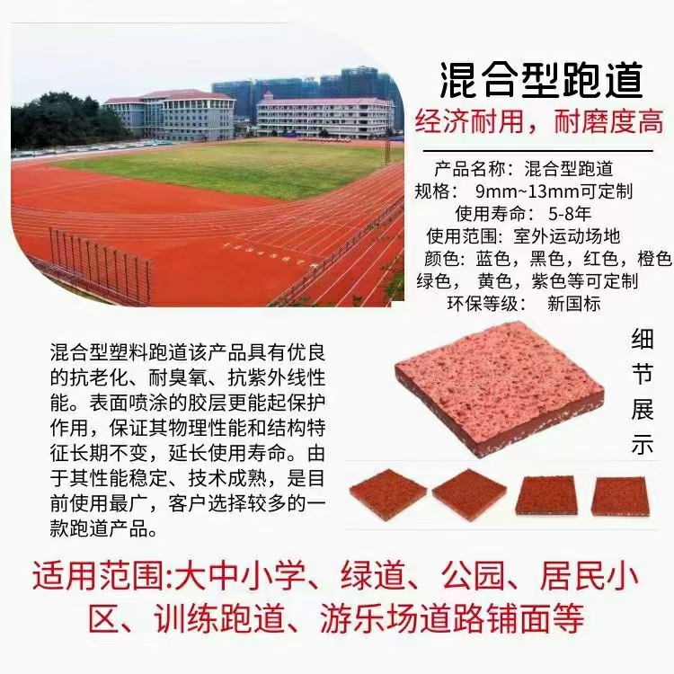 塑胶跑道材料透气型混合型全塑型塑胶学校跑道运动场EPDM颗粒跑道 - 图1