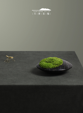 新中式茶空间永生苔藓大理石摆件