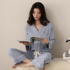 Pajamas women's spring and autumn cotton long-sleeved V-neck loose large size women's spring and autumn cotton home clothes can be worn outside suit