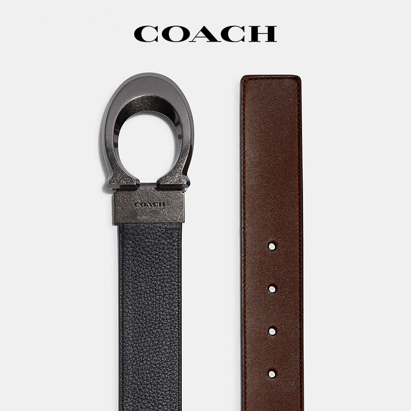 【官方授权】COACH/蔻驰男款腰带黑色经典C扣轻奢百搭皮带送礼物