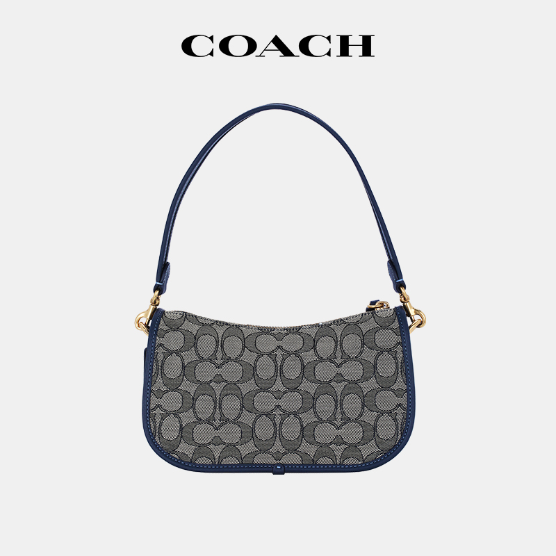 【官方授权】COACH/蔻驰女包单肩包老花经典Swinger麻将包腋下包-图1