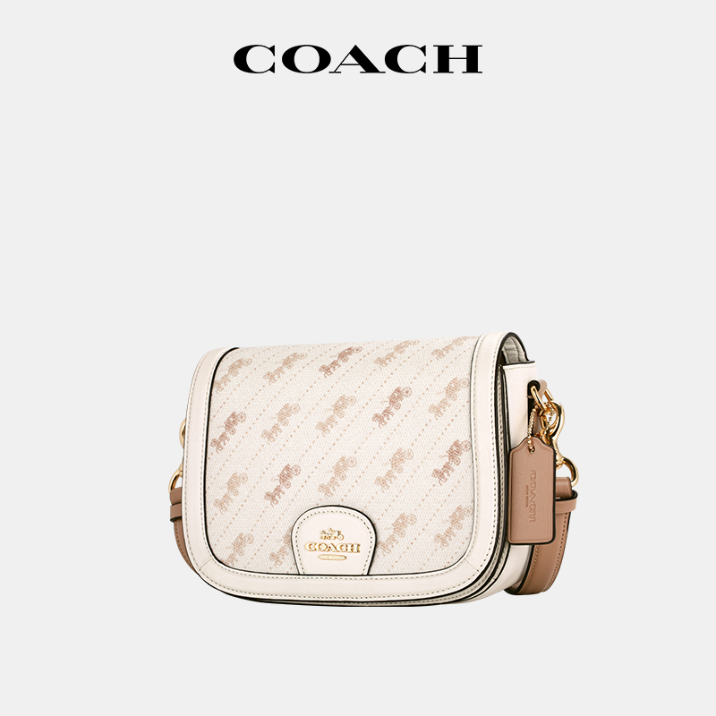 【官方授权】COACH/蔻驰女士马鞍包单肩斜挎马车印花翻盖包C4059 - 图0