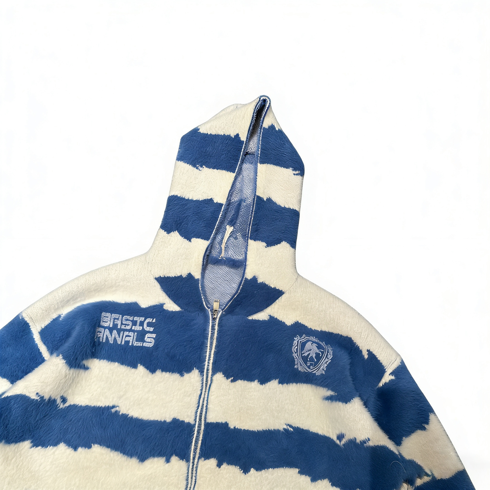 Basicannals复古撞色条纹连帽拉链针织衫男女宽松毛衣外套短宽,淘宝优惠券,粉丝福利购,淘宝优惠卷