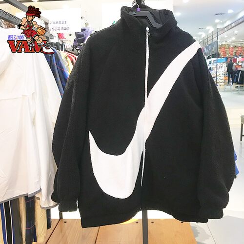 NIKE2019耐克大勾羊羔绒毛双面黑粉白夹克外套CI8938-897-010 - 图2