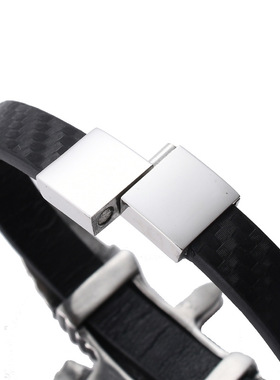 男士皮革编织手镯不锈钢磁扣复古霸气老鹰手链