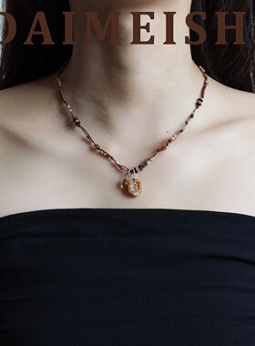 新款时尚复古民族风轻奢精致捷克珠玛瑙项链手链套装