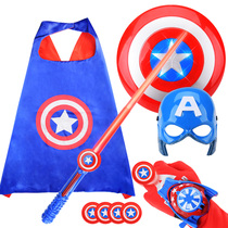 USA captains shield toy sets childrens male cloak luminous mask glove launcher Halloween performance