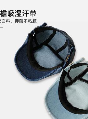 日系复古前进帽文艺水洗牛仔布报童帽春秋大头围鸭舌帽休闲贝雷帽