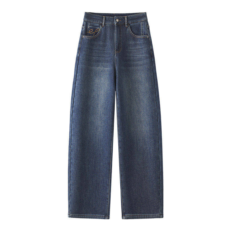 拉夏贝尔弯刀牛仔裤女裤子2026年春季超级好看的香蕉裤加绒阔腿裤,淘宝优惠券,粉丝福利购,淘宝优惠卷