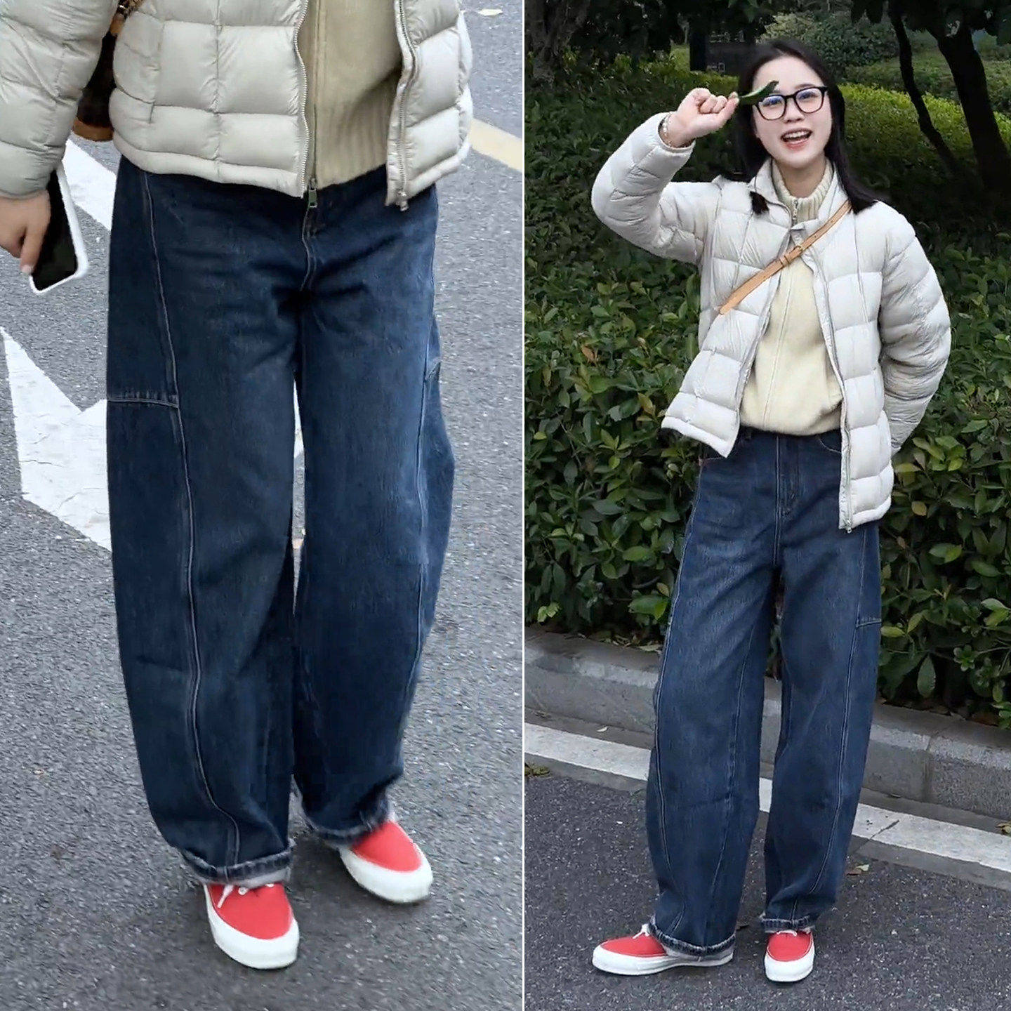 拉夏贝尔弯刀牛仔裤女裤子2025年冬季新款长裤宽松高腰加绒阔腿裤,淘宝优惠券,粉丝福利购,淘宝优惠卷