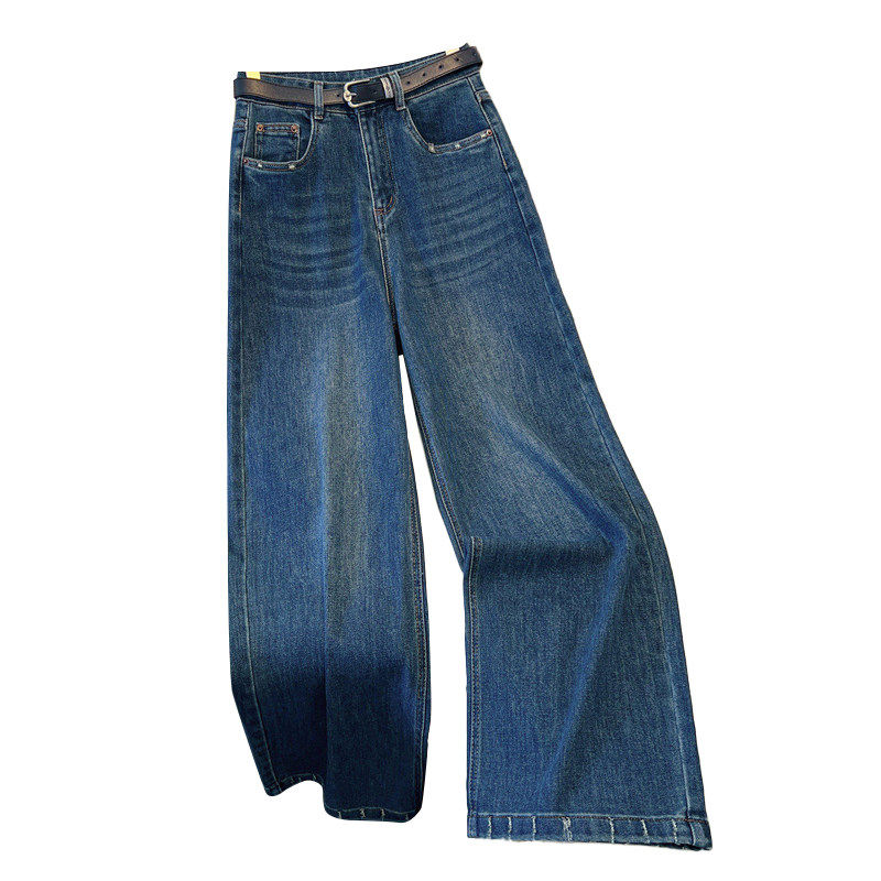 拉夏贝尔毛边破洞牛仔裤女2026早春新款高腰宽松拖地裤直筒宽裤子,淘宝优惠券,粉丝福利购,淘宝优惠卷