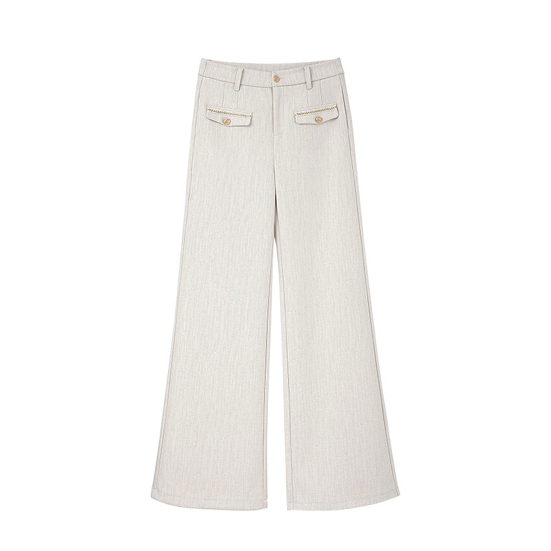 拉夏贝尔设计感阔腿喇叭裤女2025秋冬新款加厚加绒高腰显瘦微喇裤,淘宝优惠券,粉丝福利购,淘宝优惠卷