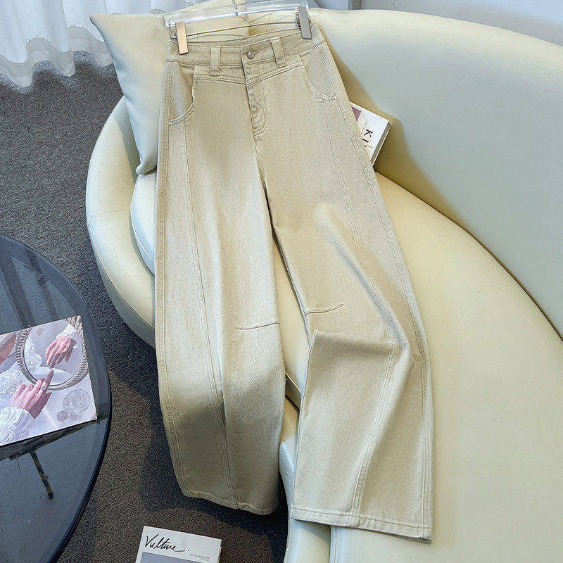 拉夏贝尔高级感阔腿牛仔裤女2026新款春季弯刀裤超好看版型拖地裤,淘宝优惠券,粉丝福利购,淘宝优惠卷