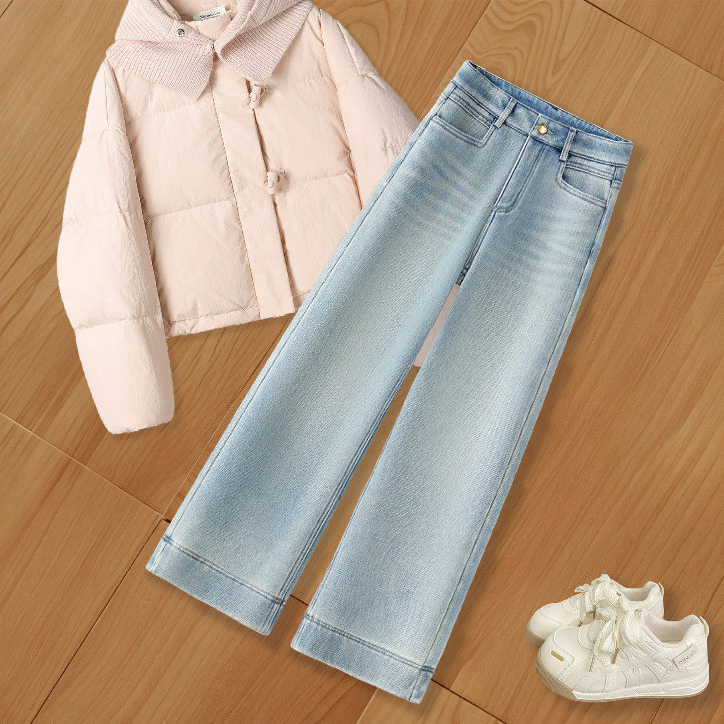 拉夏贝尔巨好看窄版直筒裤子粗腿宽胯阔腿裤2025新款加绒牛仔裤冬,淘宝优惠券,粉丝福利购,淘宝优惠卷