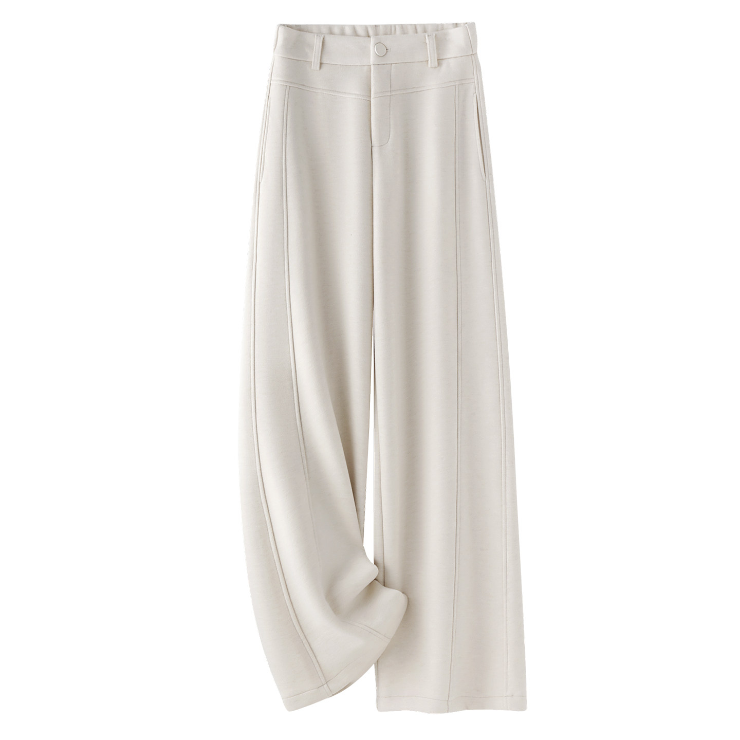 拉夏贝尔米白色羊绒阔腿裤女秋冬2025新款高腰显瘦羊毛呢休闲裤子,淘宝优惠券,粉丝福利购,淘宝优惠卷