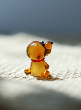 琉璃卡通小狗桌面纯手工摆件公仔