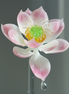 淄博琉璃仿真荷花禅意桌面摆件