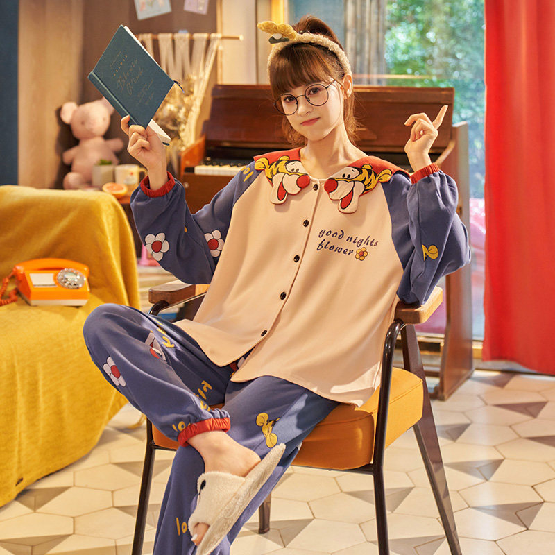 春秋季纯棉长袖长裤两件套装睡衣 缪黛睡衣/家居服套装