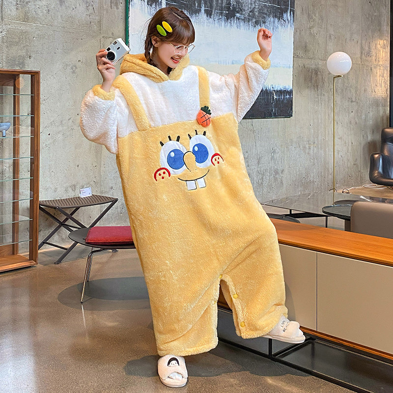 珊瑚绒连体秋冬季款加绒睡衣 缪黛睡衣/家居服套装