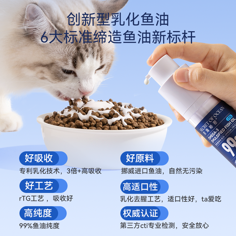 鱼油美毛护肤猫用犬用宠物成幼猫咪狗狗防掉毛专用卵磷脂好鱼肝油 - 图3