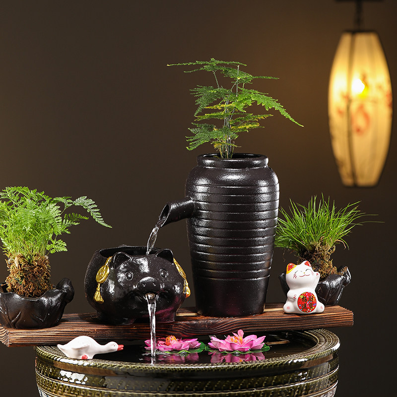 陶罐鱼缸过滤器鱼池生态流水瀑布摆件古法生态生财循环水养鱼造景,淘宝优惠券,粉丝福利购,淘宝优惠卷