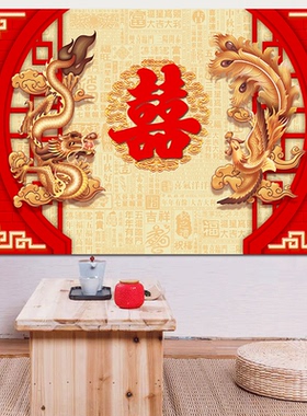 自粘画喜庆红色传统墙贴