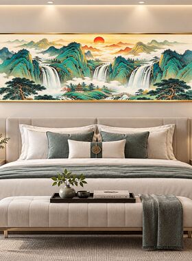 卧室床头装饰画自粘贴画现代简约客厅墙面壁画酒店宾馆自粘画孔雀