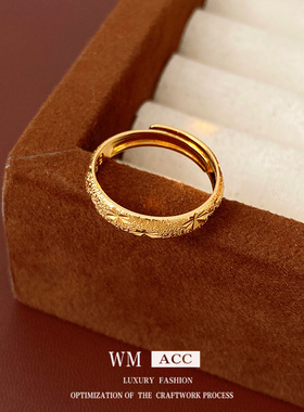 中古vintage凹面印花戒指小众感食指戒时尚个性冷淡风手饰女