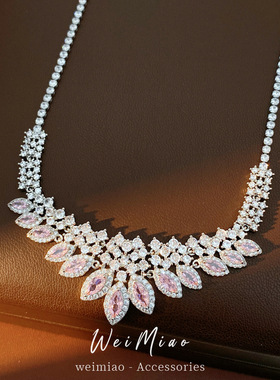 宫廷风精致镶锆石水滴项链轻奢小众锁骨链高级感气质小众项饰批发