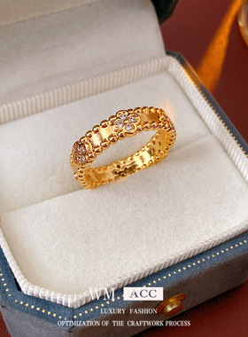 中古vintage锆石花朵戒指小众感食指戒时尚复古百搭手饰工厂