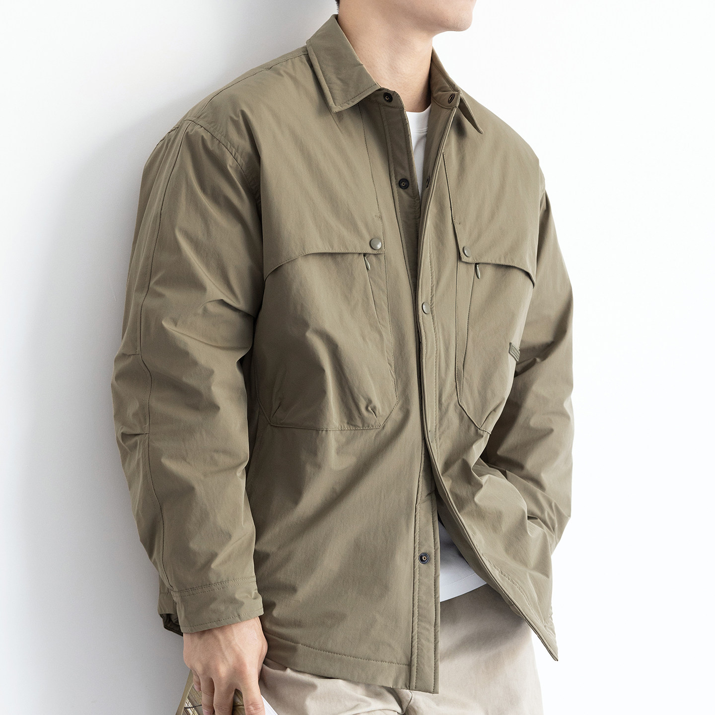 白鸭绒轻薄工装羽绒服男士宽松大码外套冬季新款百搭休闲保暖夹克