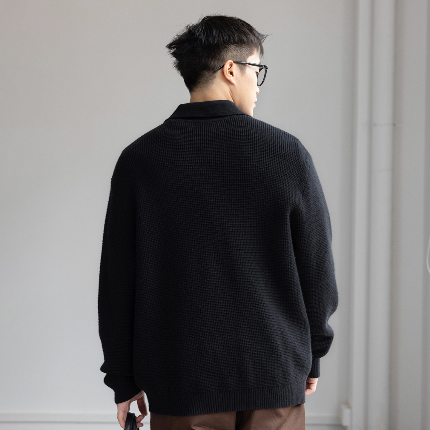 重磅肌理感毛衣男士2025秋冬新款宽松大码Polo衫百搭休闲针织外套 - 图2