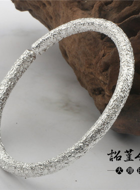 锤印手镯手工锤纹复古文艺环