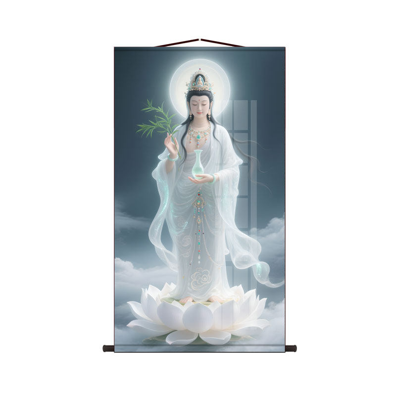 净瓶观音画像客厅书房玄关保平安挂画走廊沙发背景墙丝绸卷轴挂画,淘宝优惠券,粉丝福利购,淘宝优惠卷