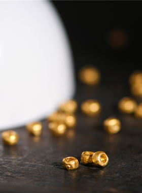 足金錾刻古法黄金隔珠捶纹珠