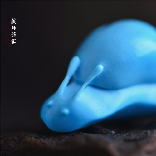 藏珠饰家 天然原矿绿松石苏工精雕吊坠 蜗牛 睡美人高蓝瓷松10 - 图2