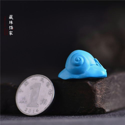 藏珠饰家 天然原矿绿松石苏工精雕吊坠 蜗牛 睡美人高蓝瓷松10 - 图3