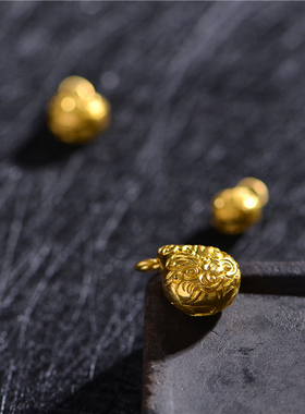 手工錾刻铃铛配饰古法黄金