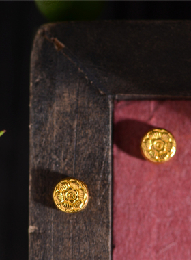 足金錾刻玫瑰花隔珠吊坠手串