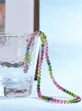 天然无优化碧玺圆珠手串糖果色